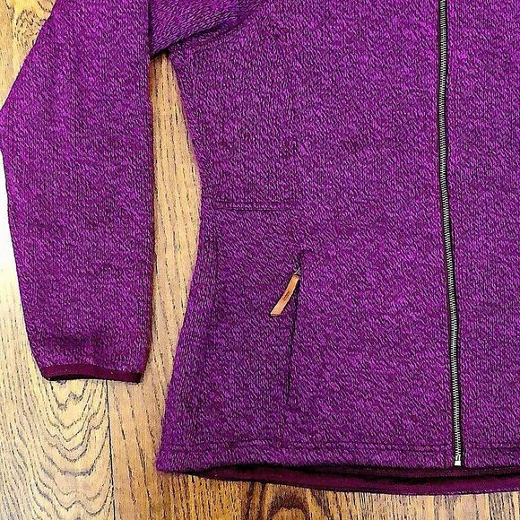COLUMBIA Womens Raspberry Wine Knit Full Zip Fleece Lined Zip Pockets Hoodie Lrg - Picture 6 of 15
